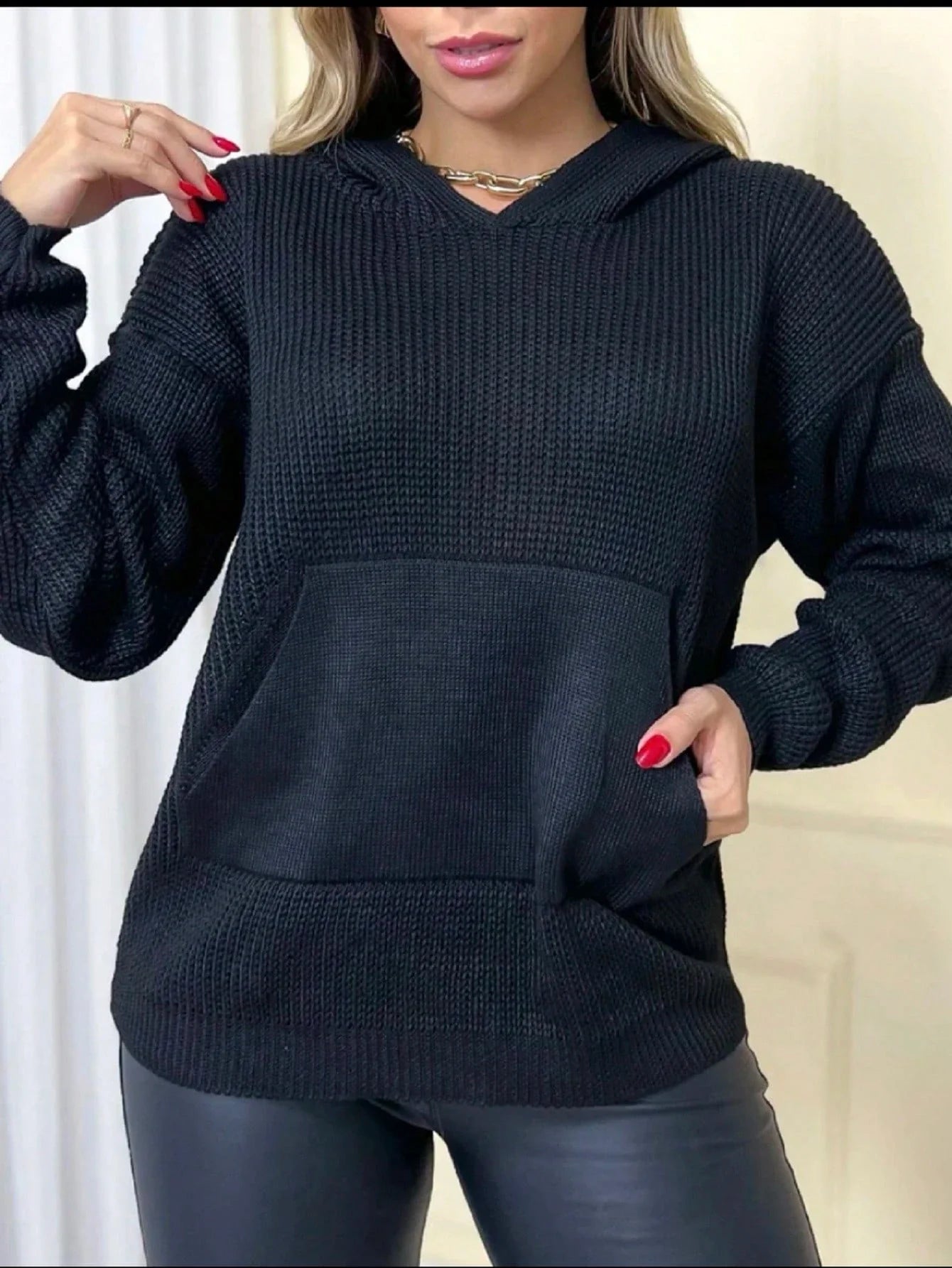 Damen-Fleecejacke mit Kapuze und Tasche – Lässiger und bequemer Look