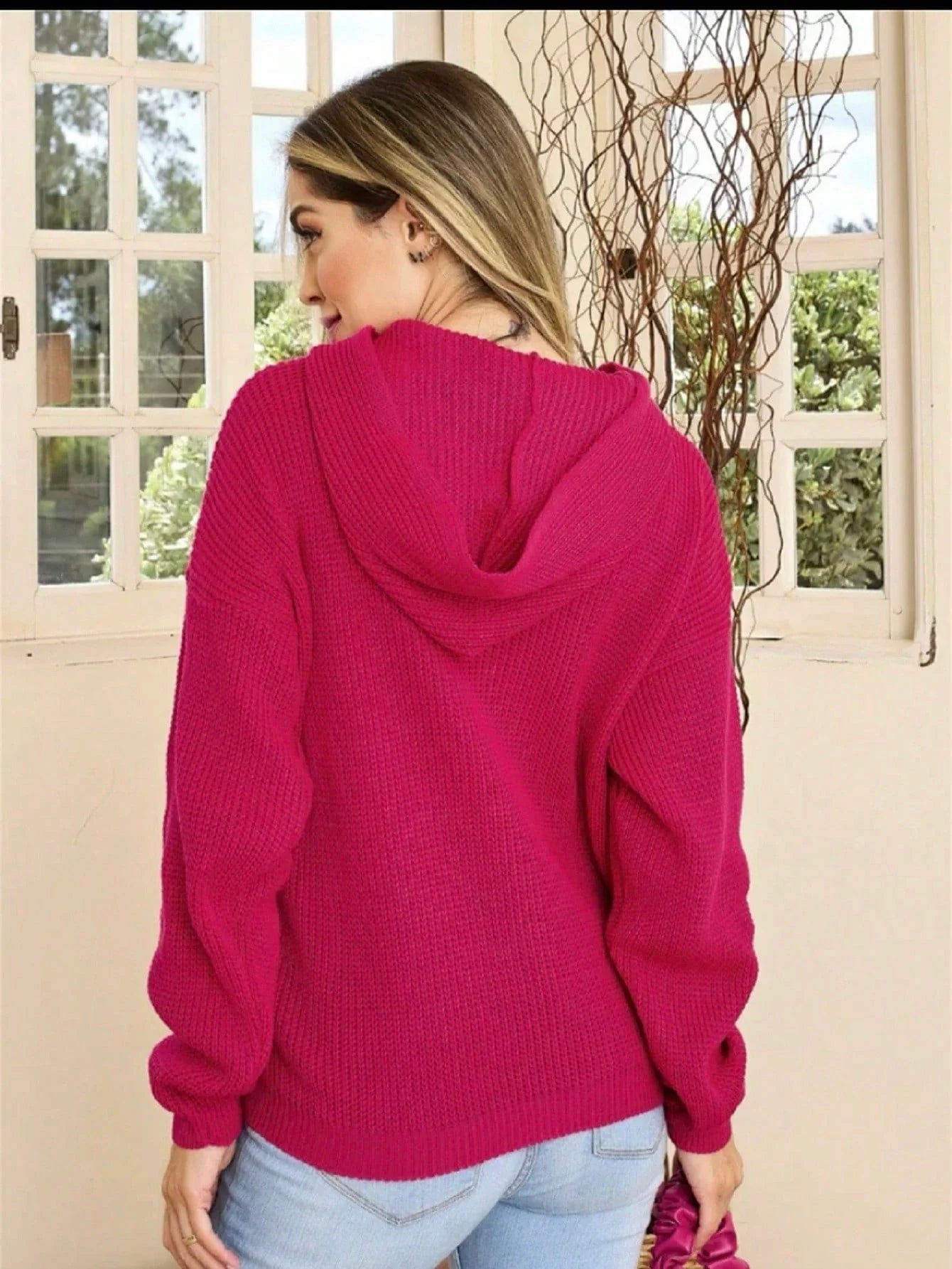 Damen-Fleecejacke mit Kapuze und Tasche – Lässiger und bequemer Look