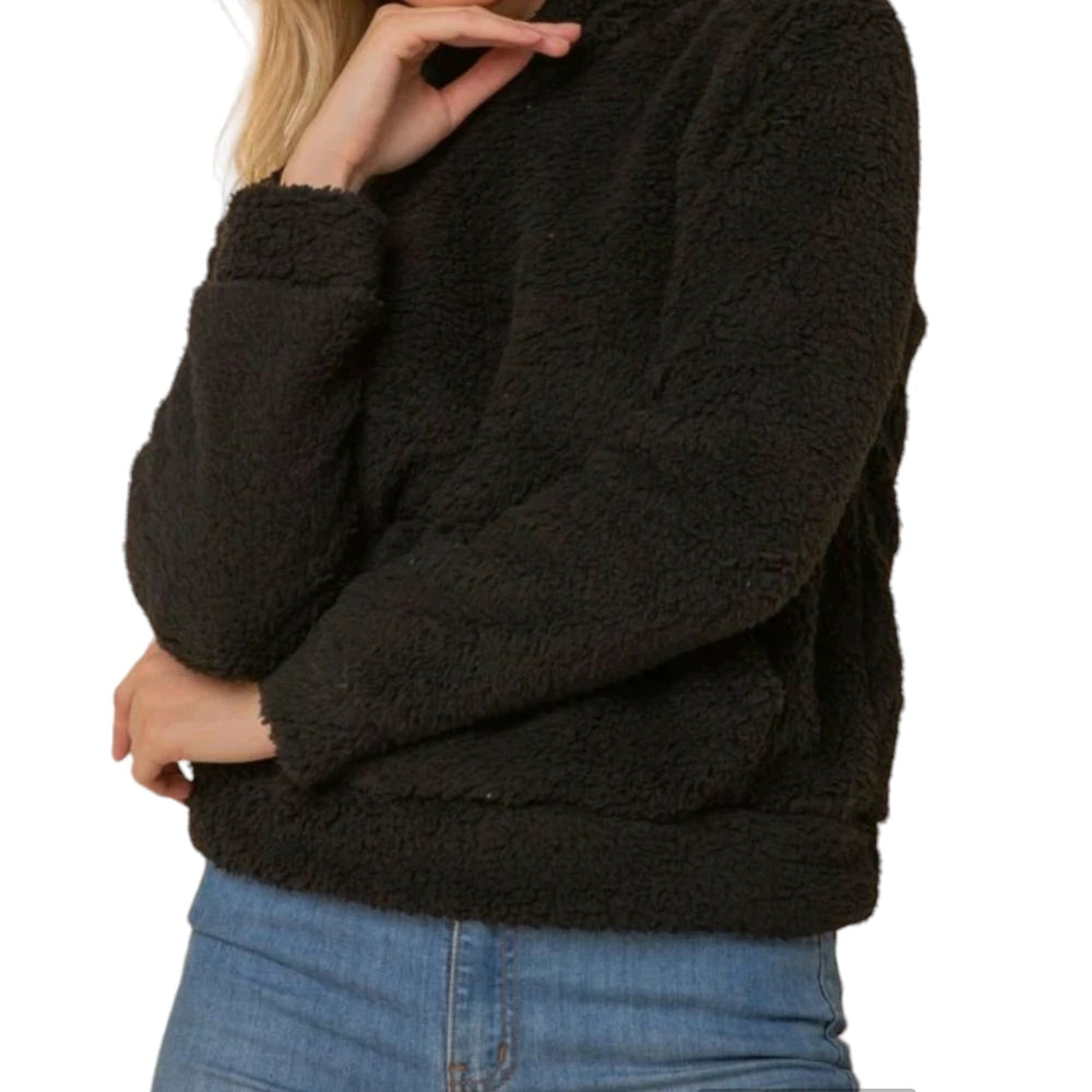 Damen-Wintermantel aus Teddy-Sherpa-Fleece mit Fleecefutter