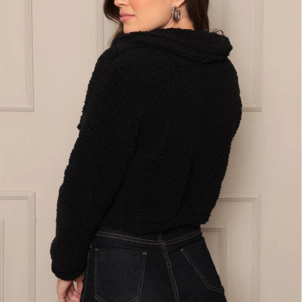 Damen-Plüschmantel mit Knöpfen für den Winter