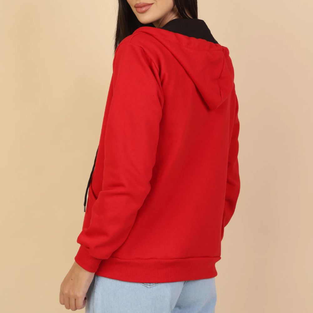 Damen-Fleecejacke mit Kapuze und Reißverschluss